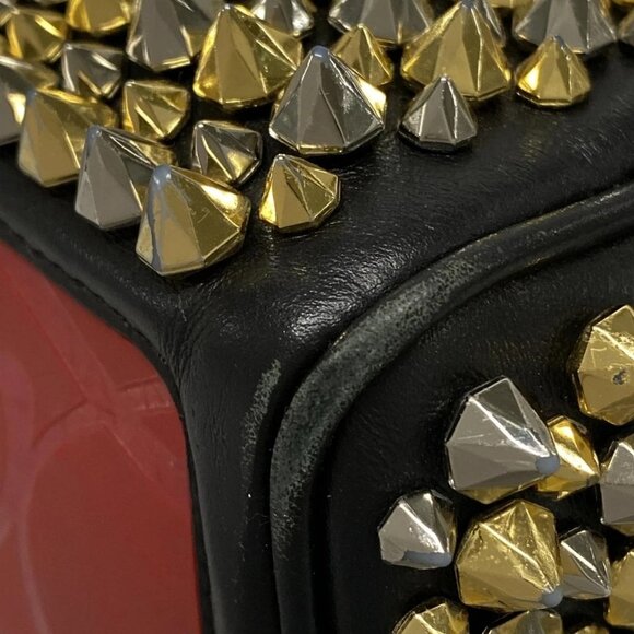 Auth CHRISTIAN LOUBOUTIN blaster Black Red Leather Rubber Mens Clutch Bag - Picture 3 of 16